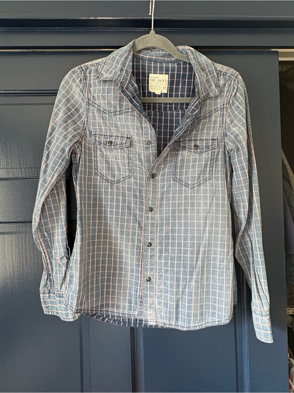 Joe's Jeans Blue and White Plaid Button-Down Shirt